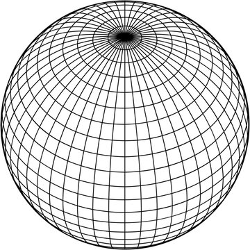 Round earth globe grid PNG. 3D sphere mesh planet line vector design