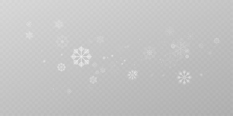 Beautiful Shining Snowfall PNG Isolated Winter Effect.