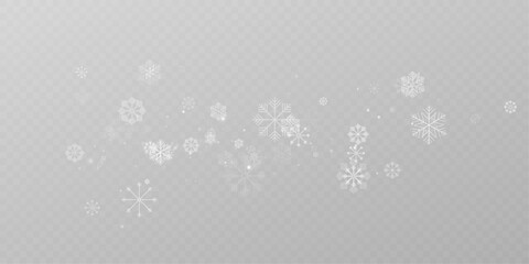 Falling Christmas Snow PNG Transparent Snowflake Background.