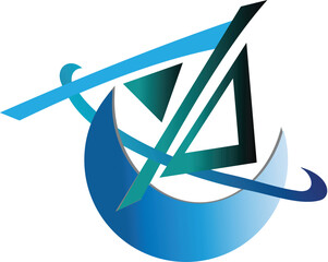 Nautical anchor symbol on a blue background for a sail or yacht logo design vector illustration