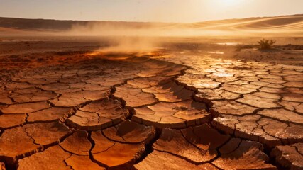 wide cracked ground with heat distortion, perfect for world soil day - Powered by Adobe