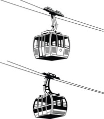 Cable Car Gondola Lift Vector Illustration for Mountain Transport.