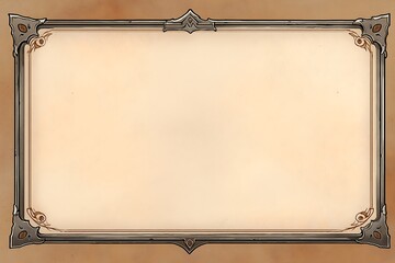 Vintage Decorative Frame with Ornate Corners and Neutral Background