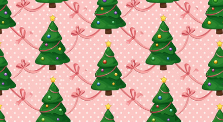 Seamless Christmas Tree Pattern Festive Holiday Season Backdrop