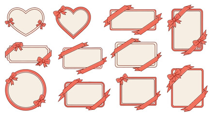 Elegant Frames Adorned with Bows Vector Templates for Invitations and Announcements