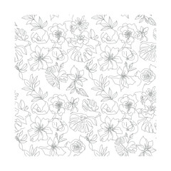 Fototapeta premium Elegant floral sketch pattern for modern textile and wallpaper design projects