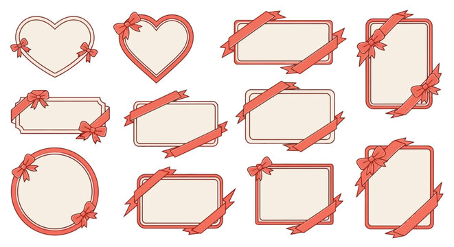 Elegant Frames Adorned with Bows Vector Templates for Invitations and Announcements