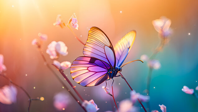 abstract colorful butterfly wallpaper for desktops, Generative AI