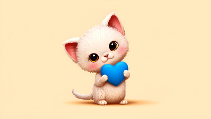 cute animal dolls holding a heart, Generative AI