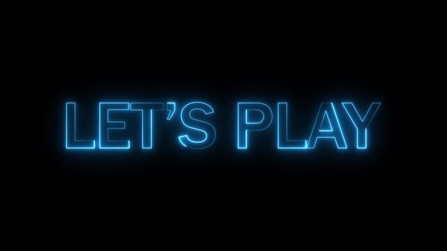 Let's play neon text animation 4k video. Neon let's play game music animation background.