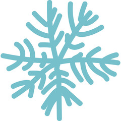 Light Blue Snowflake Icon on Transparent Background Isolated Winter Symbol Geometric Design