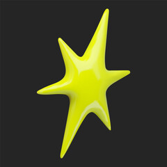3D vector abstract yellow star shape, design element