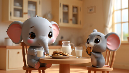 two animals sharing their food : "Sharing is Caring" , Generative AI