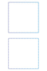 ロマンス・メッセージカード用・青と紫のグラデーションハートが並んだ飾りフレームセット