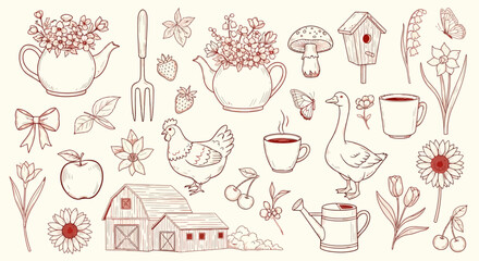 Rustic Charm Hand-Drawn Farm & Garden Elements for a Quaint Aesthetic © naomi