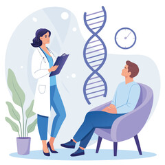 Conceptual design illustrating genetic counseling potentially featuring DNA strands family trees or medical symbols suitable for educational materials or healthcare related content