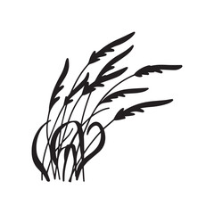 A silhouette of wheat stalks, showcasing the graceful curves and natural beauty of the plant in a minimalist, elegant design