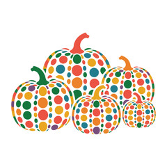 Stylized Polka Dot Pumpkins Vector. Modern Thanksgiving and Fall Festival Graphic.