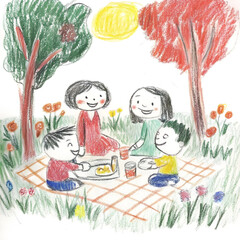  Family Picnic on a Sunny Day