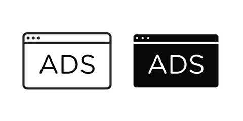 Ad icon for template. Icon vector graphic set