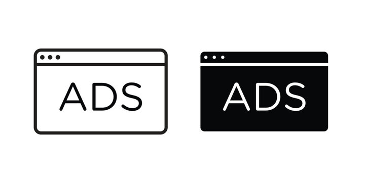 Ad icon for template. Icon vector graphic set