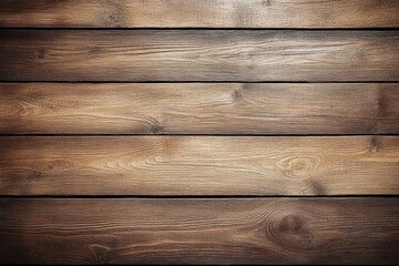Obraz premium Close-up view of rustic horizontal wooden planks with natural grain and knots in warm brown tones