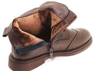 Stylish leather boot with unique design detail