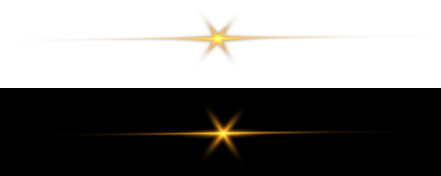 bright golden flare with radiant starburst and glowing rays,  PNG illustration