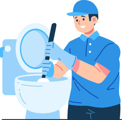 plumber technician character illustration
