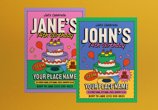 Pink Playful Teen Birthday Invitation