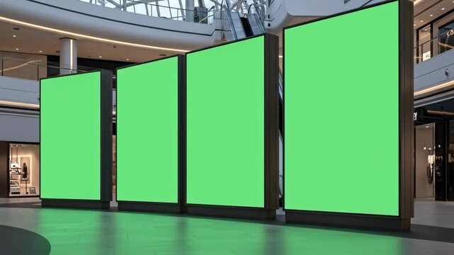 Green Screen Billboards in Mall Interior