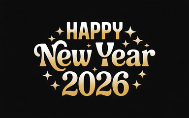 Happy New year 2026 golden color typography logo vector illustration