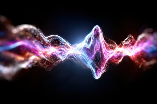 Colorful wave pattern illustrates sound vibrations in an abstract digital art piece - Powered by Adobe