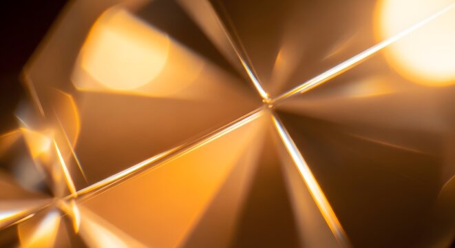 Abstract golden light refraction and lens flare warm background