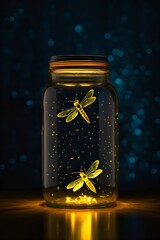 Solitary Firefly in a Glass Jar