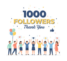 1000 followers thank you social media celebration