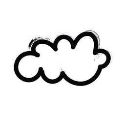 A simple black and white cloud illustration with a rough textured outline on a plain white background vector