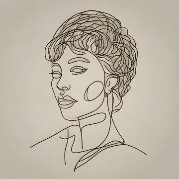Elegant Line Art Portrait of a Woman with Short Hair.