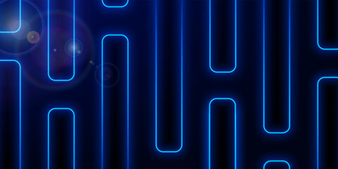 Glowing Neon Lights Line Abstract Banner Wallpaper Background.