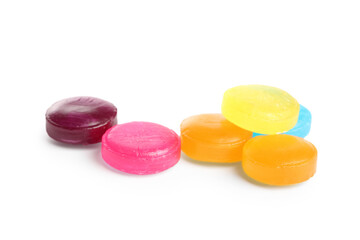 Cough drops on white background