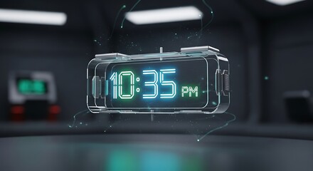 Futuristic Digital Clock Displaying Time in a Modern Setting.