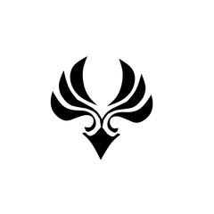 Bold, stylized black and white emblem featuring soaring wings and a sharp, downward-pointing design. Ideal for logos, symbols of power, or mythological themes.