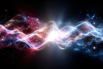 Colorful abstract waves of light create a cosmic visual in dark space backdrop