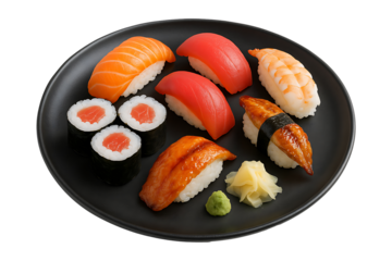 Japanese Nigiri and Maki Selection Isolated on a Transparent Background