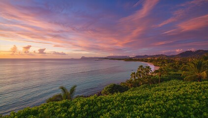 Obraz premium Stunning sunset view over the ocean, highlighting seasonal change