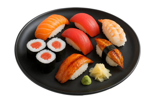 Japanese Nigiri and Maki Selection Isolated on a Transparent Background