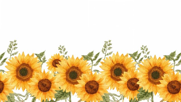 Fototapeta Seamless sunflower pattern, suitable for fabric and stationery designs, summer and autumn themes