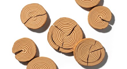 Wooden Coaster on White Background