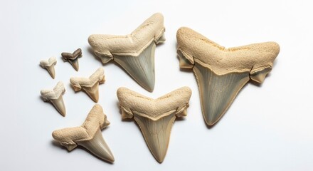 Shark Tooth Collection on White Background