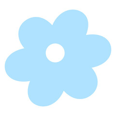 Cute Simple Blue Flower Daisy Shape Flat Design Illustration